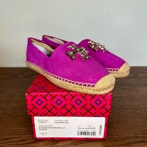 New Tory Burch Eleanor Fuchsia Espadrilles Size 7